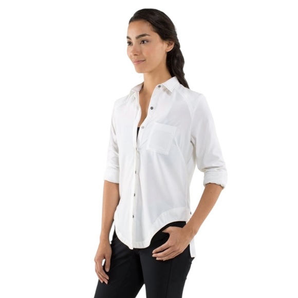 LULULEMON Urbanite Swift Moisture Wicking Button Up White Shirt Women's Size 12 - Picture 1 of 16